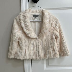 Elisa B. Cream Faux Fur Jacket